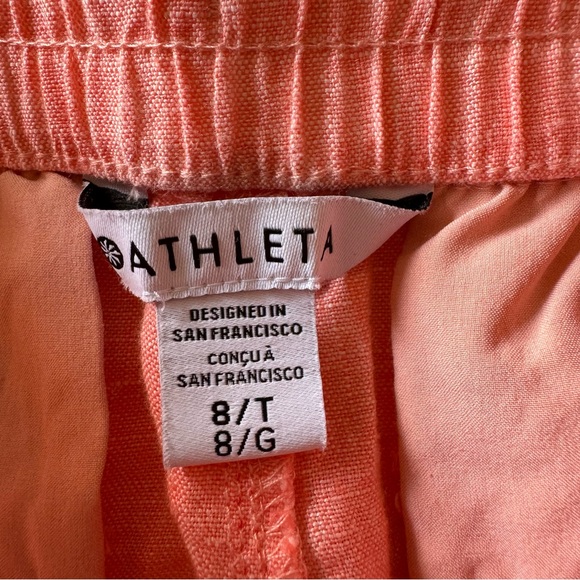 Athleta Retreat Linen Jogger Pant in Sunset Glow Peach 531704 Size 8T Tall NEW - Picture 10 of 11